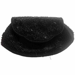 Vtg Black Beaded & Satin Evening Coin or Eyeglass Case with Snap Closure…